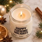 HAPPY FUCKING HOLIDAYS | Weihnachtskerze Duftkerze Weihnachten Weihnachtsgeschenk Geschenkidee Wichtelgeschenk für Freundin Partner Kollegin