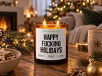 HAPPY FUCKING HOLIDAYS – Weihnachtskerze | lustiges Weihnachtsgeschenk | Geschenk für Freunde, Kolleg:innen & Familie | Geschenkidee Weihnachten
