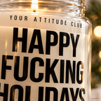 HAPPY FUCKING HOLIDAYS | Weihnachtskerze Duftkerze Weihnachten Weihnachtsgeschenk Geschenkidee Wichtelgeschenk für Freundin Partner Kollegin
