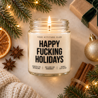 HAPPY FUCKING HOLIDAYS | Weihnachtskerze Duftkerze Weihnachten Weihnachtsgeschenk Geschenkidee Wichtelgeschenk für Freundin Partner Kollegin