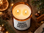HAPPY FUCKING HOLIDAYS – Weihnachtskerze | lustiges Weihnachtsgeschenk | Geschenk für Freunde, Kolleg:innen & Familie | Geschenkidee Weihnachten