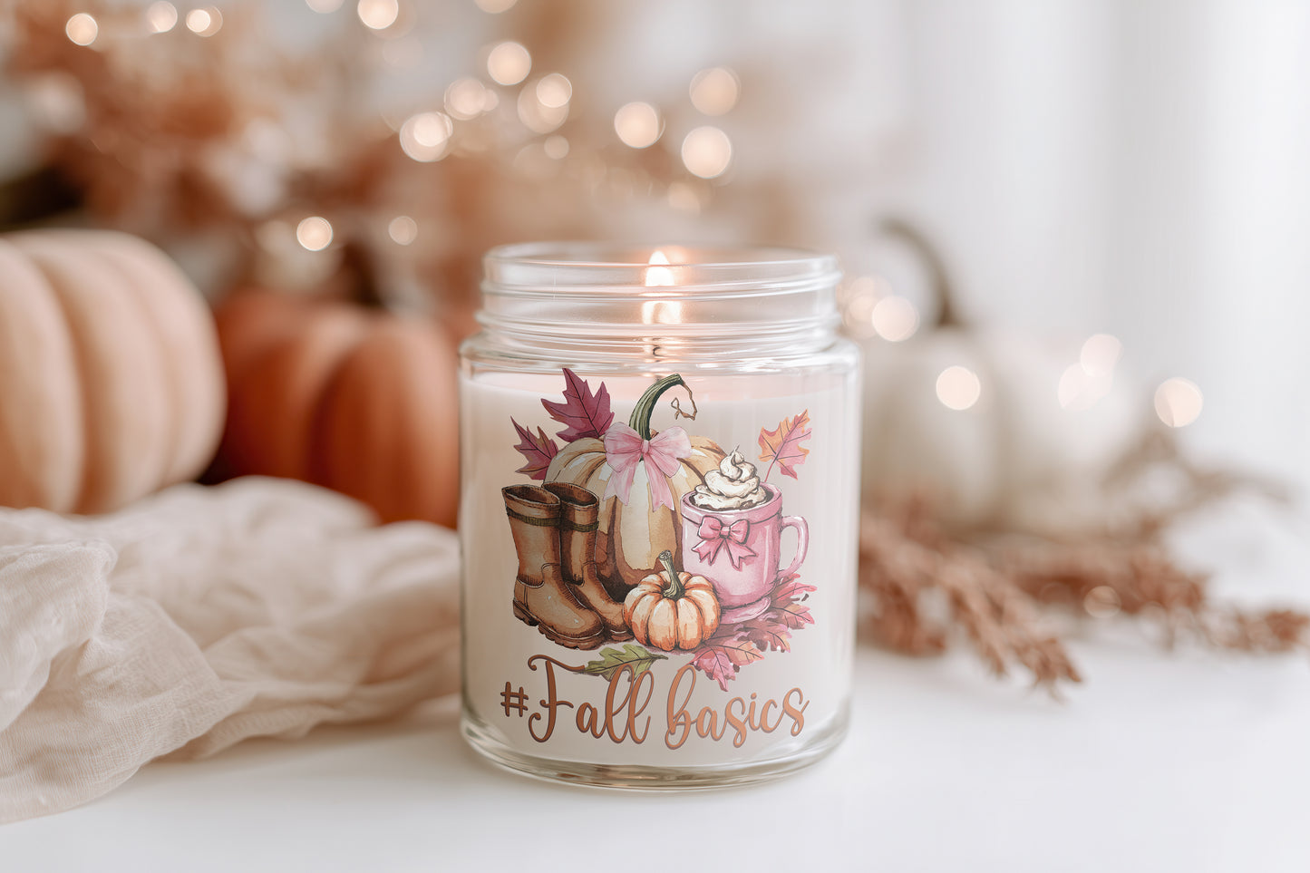 Herbst Kerze #Fall Basics | Duftkerze im Glas, vegane Sojawachs Deko, cosy Herbstdeko, Geschenkidee für Frauen, Pumpkin Spice & Halloween Mood