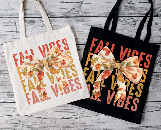 Herbst Vibes Schleife | Tragetasche mit Spruch – Baumwollbeutel mit Attitude