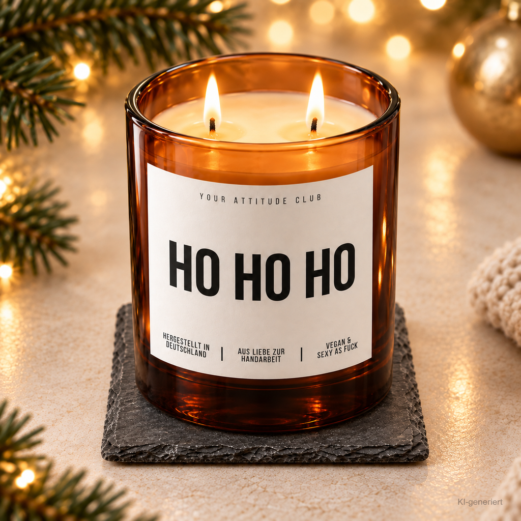 HO HO HO – Weihnachtskerze | Weihnachtsgeschenk | Geschenk für Familie, Freunde & Kolleg:innen | Wichtelgeschenk | Geschenkidee Weihnachten