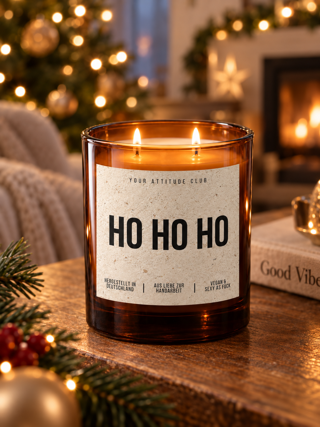 HO HO HO – Weihnachtskerze | Weihnachtsgeschenk | Geschenk für Familie, Freunde & Kolleg:innen | Wichtelgeschenk | Geschenkidee Weihnachten