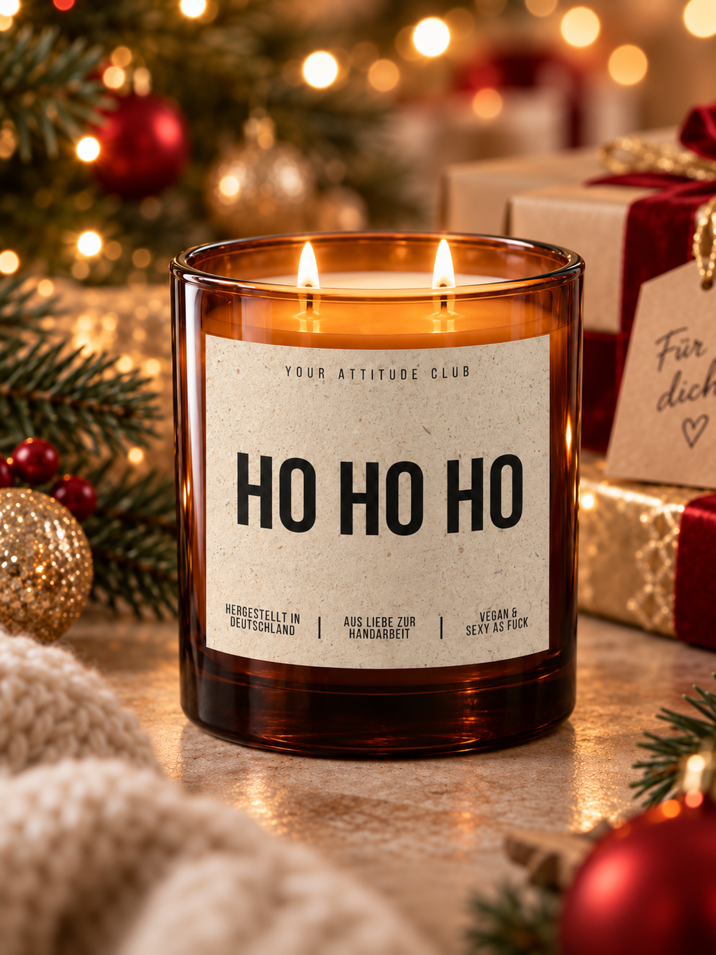 HO HO HO – Weihnachtskerze | Weihnachtsgeschenk | Geschenk für Familie, Freunde & Kolleg:innen | Wichtelgeschenk | Geschenkidee Weihnachten