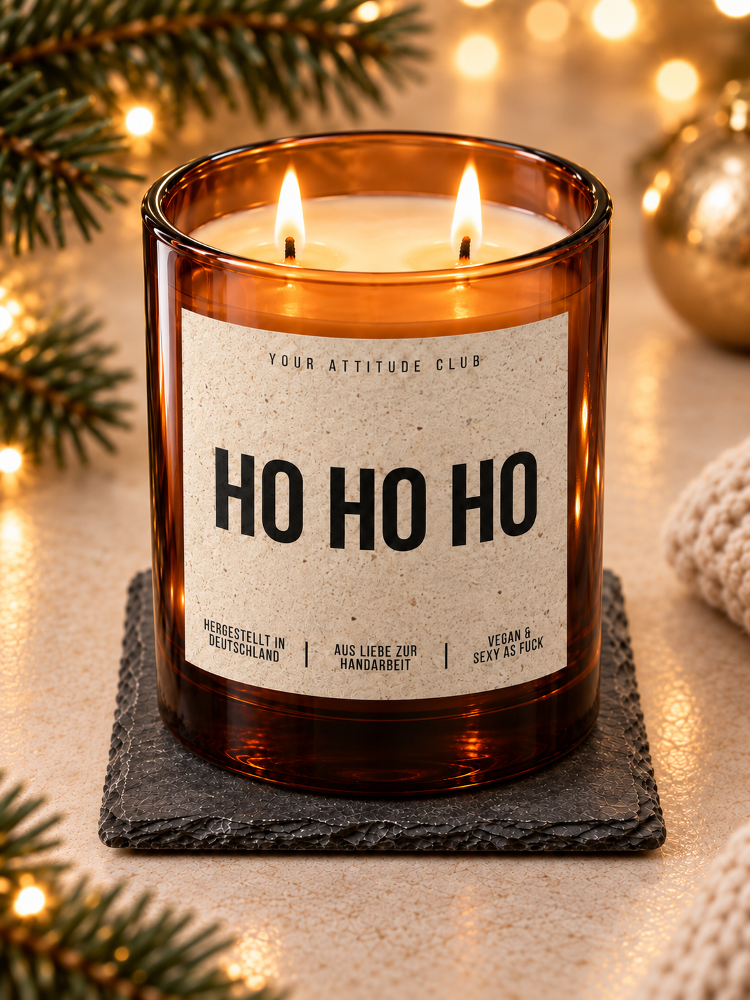 HO HO HO – Weihnachtskerze | Weihnachtsgeschenk | Geschenk für Familie, Freunde & Kolleg:innen | Wichtelgeschenk | Geschenkidee Weihnachten