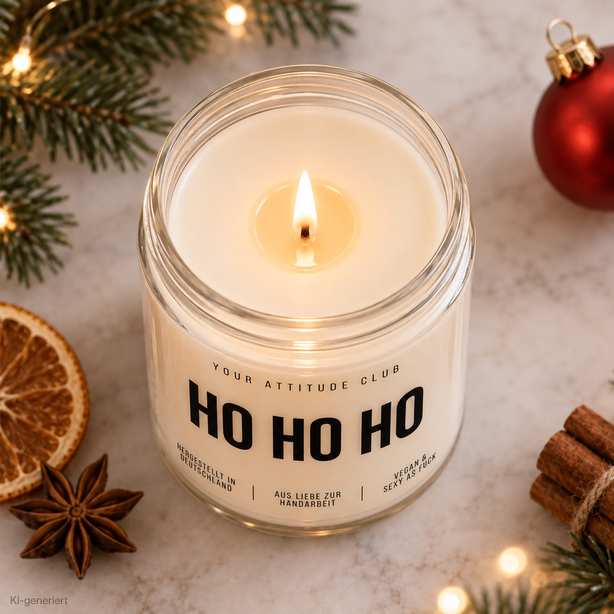 HO HO HO | Weihnachtskerze Duftkerze Weihnachten Weihnachtsgeschenk Geschenkidee Wichtelgeschenk für Mama Papa Freundin Kollegin Familie