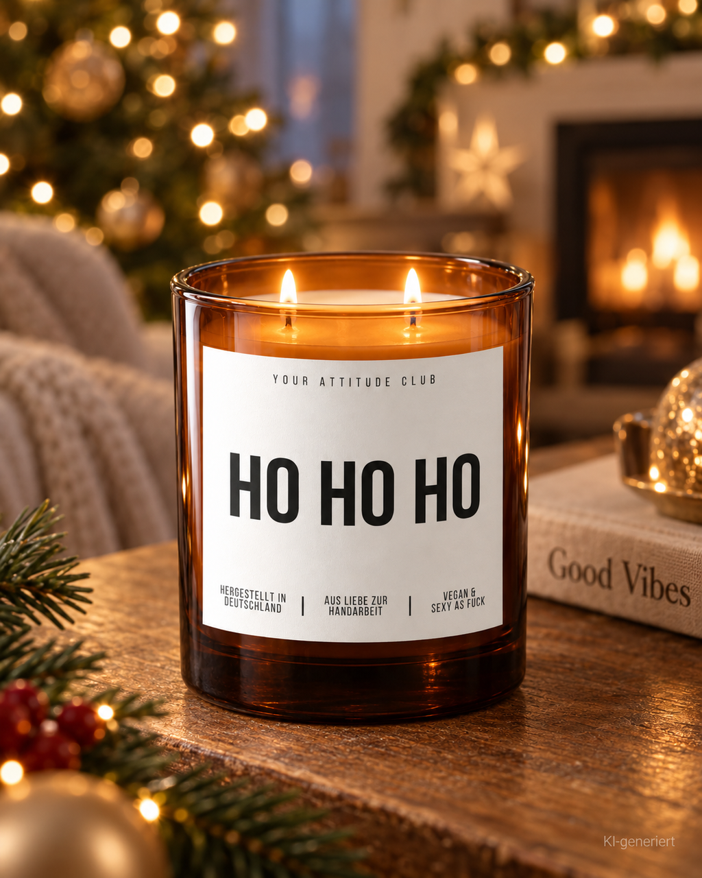 HO HO HO – Weihnachtskerze | Weihnachtsgeschenk | Geschenk für Familie, Freunde & Kolleg:innen | Wichtelgeschenk | Geschenkidee Weihnachten