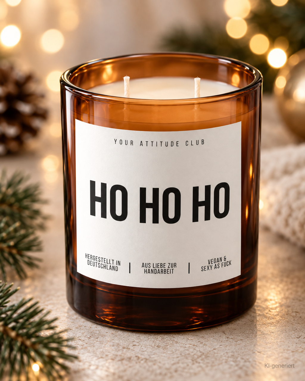 HO HO HO – Weihnachtskerze | Weihnachtsgeschenk | Geschenk für Familie, Freunde & Kolleg:innen | Wichtelgeschenk | Geschenkidee Weihnachten
