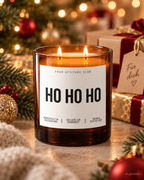 HO HO HO – Weihnachtskerze Naturgras Etikett | Weihnachtsgeschenk | Geschenk für Familie, Freunde & Kolleg:innen | Geschenkidee Weihnachten