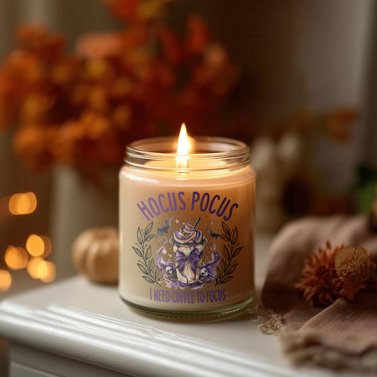Hocus Pocus Coffee Kerze Halloween Duftkerze vegan Sojawachs, Herbstdeko, Geschenkidee Frauen, Cozy Candle Home Decor im Glas