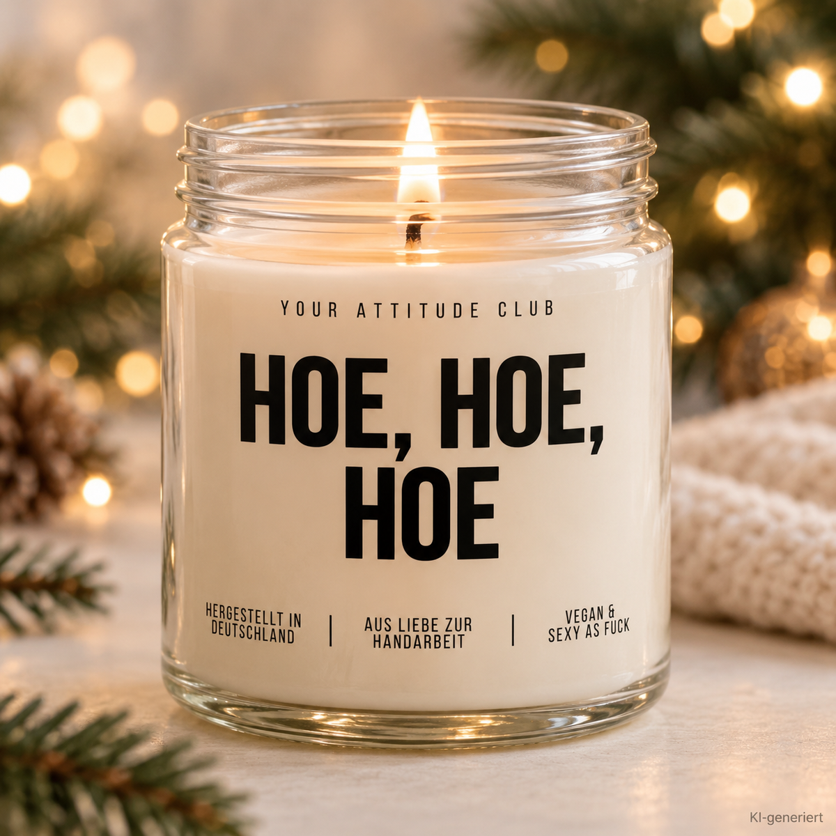 HOE, HOE, HOE | Weihnachtskerze Duftkerze Weihnachten Weihnachtsgeschenk Geschenkidee Wichtelgeschenk für Freundin Kollegin Partner