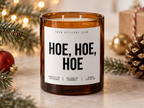 HOE, HOE, HOE – Weihnachtskerze Naturgras Etikett | Weihnachtsgeschenk | lustige Geschenkidee für Freunde, Kolleg:innen & Familie