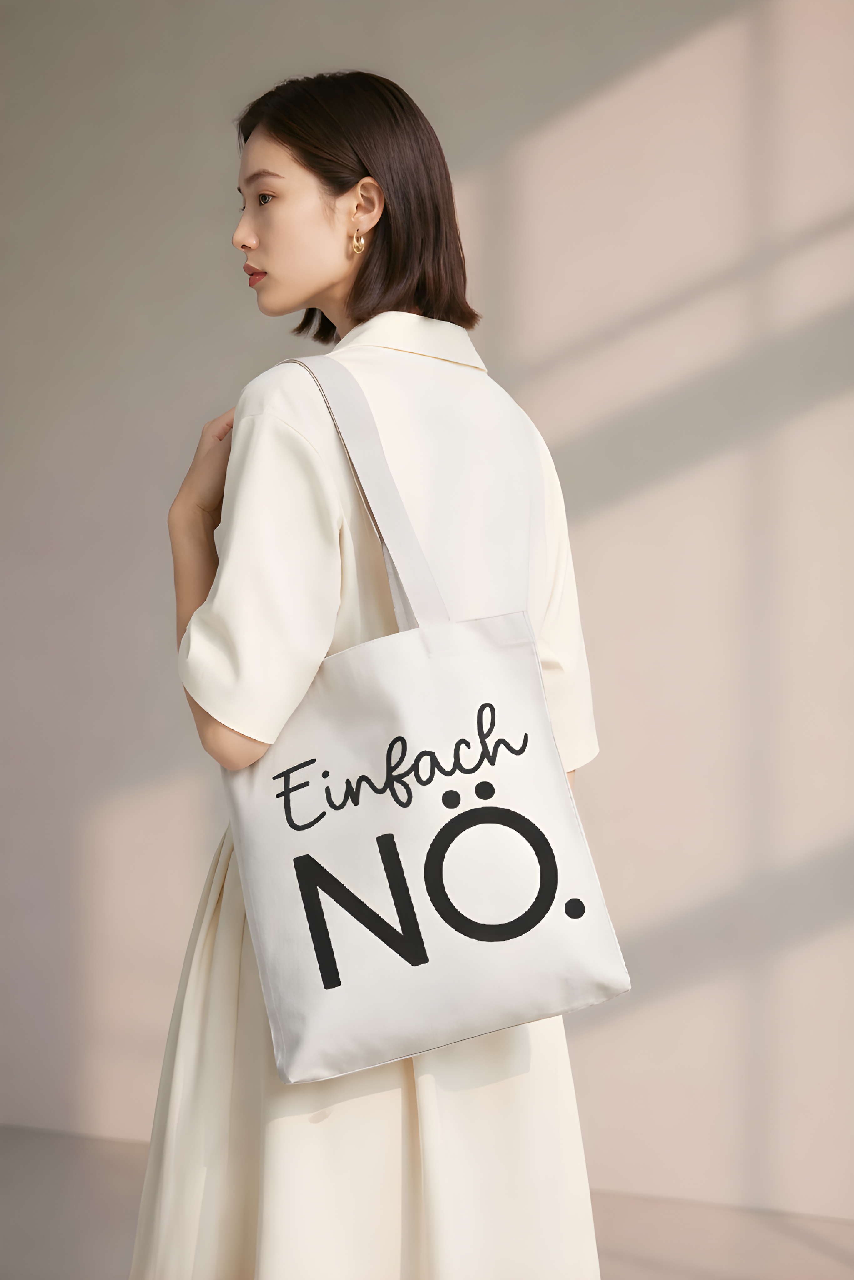 Einfach NÖ. Baumwollbeutel beige Jutebeutel mit Spruch Stoffbeutel Tasche mit Text Geschenk für Frauen Freundin Einkaufstasche Schultertasche nachhaltig