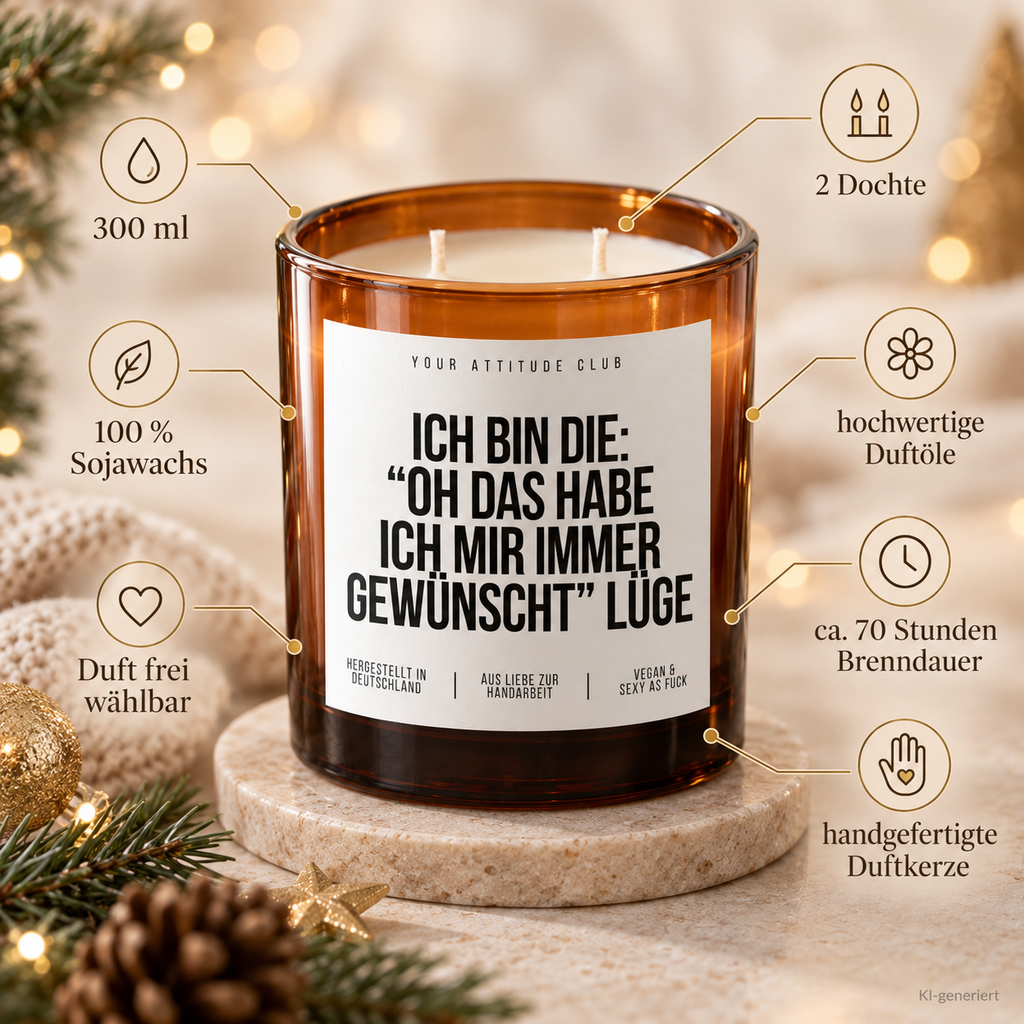 ICH BIN DIE: “OH DAS HABE ICH MIR IMMER GEWÜNSCHT” LÜGE – Weihnachtskerze | lustiges Weihnachtsgeschenk | Wichtelgeschenk | Geschenkidee Weihnachten