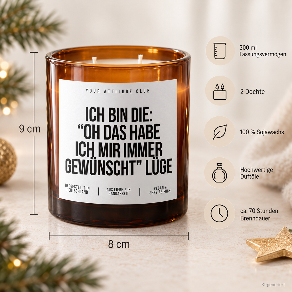 ICH BIN DIE: “OH DAS HABE ICH MIR IMMER GEWÜNSCHT” LÜGE – Weihnachtskerze | lustiges Weihnachtsgeschenk | Wichtelgeschenk | Geschenkidee Weihnachten