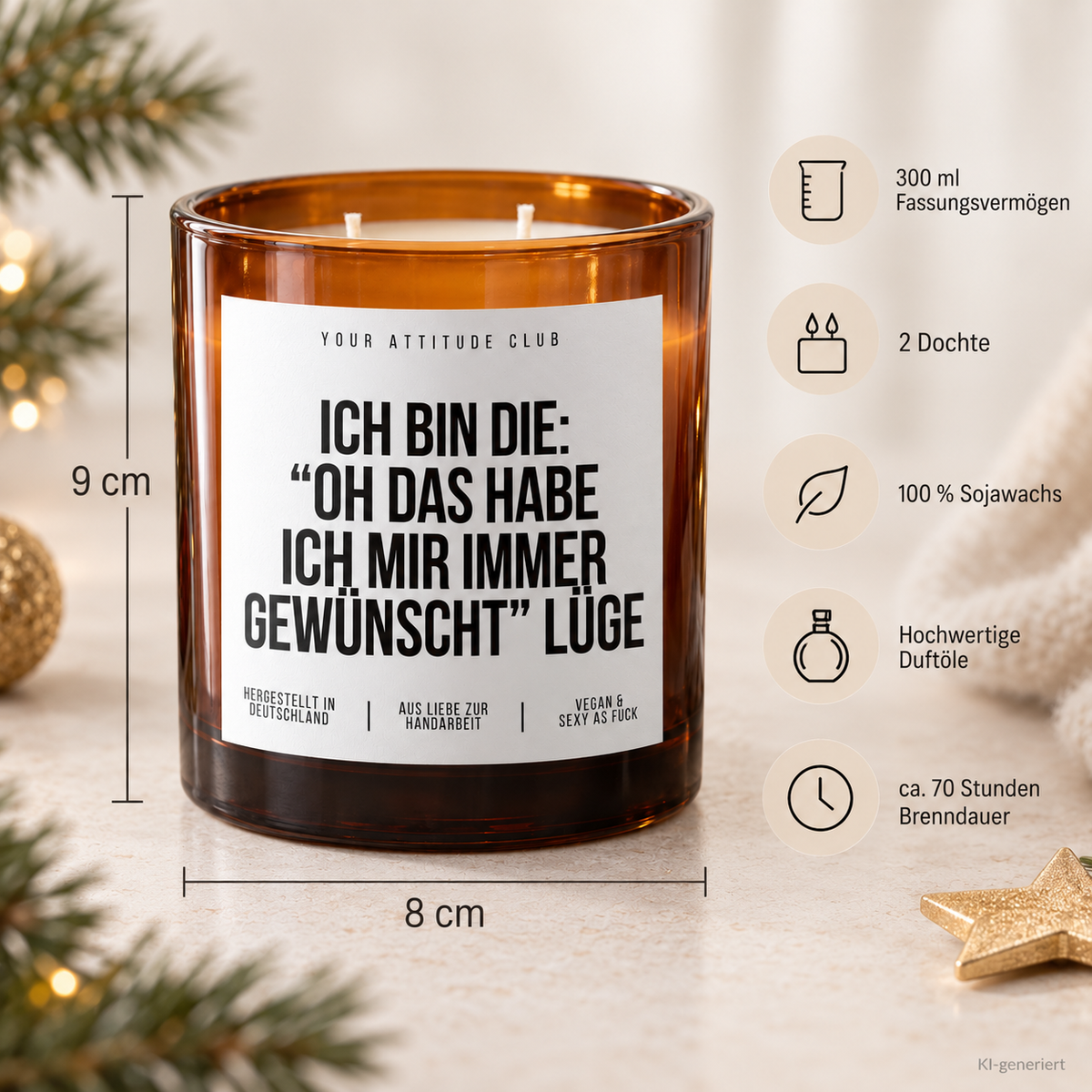 ICH BIN DIE: “OH DAS HABE ICH MIR IMMER GEWÜNSCHT” LÜGE – Weihnachtskerze | lustiges Weihnachtsgeschenk | Wichtelgeschenk | Geschenkidee Weihnachten