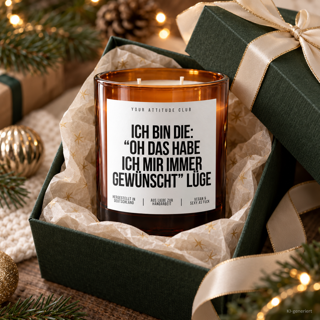 ICH BIN DIE: “OH DAS HABE ICH MIR IMMER GEWÜNSCHT” LÜGE – Weihnachtskerze | lustiges Weihnachtsgeschenk | Wichtelgeschenk | Geschenkidee Weihnachten