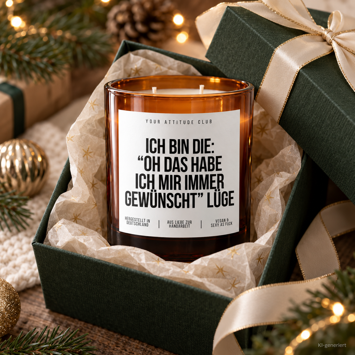 ICH BIN DIE: “OH DAS HABE ICH MIR IMMER GEWÜNSCHT” LÜGE – Weihnachtskerze | lustiges Weihnachtsgeschenk | Wichtelgeschenk | Geschenkidee Weihnachten
