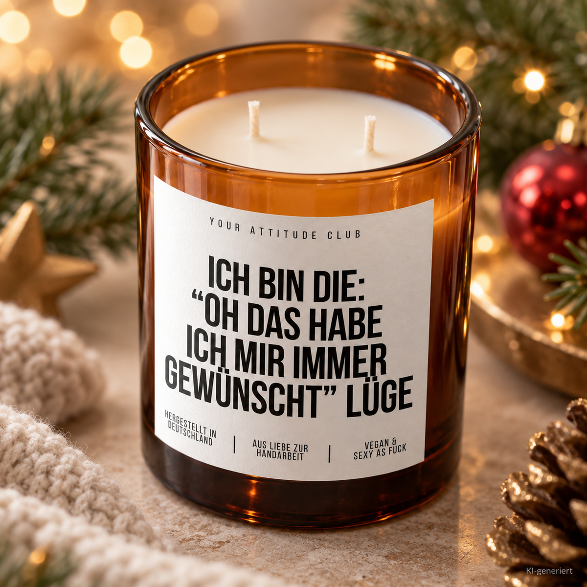 ICH BIN DIE: “OH DAS HABE ICH MIR IMMER GEWÜNSCHT” LÜGE – Weihnachtskerze | lustiges Weihnachtsgeschenk | Wichtelgeschenk | Geschenkidee Weihnachten