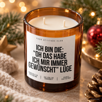 ICH BIN DIE: “OH DAS HABE ICH MIR IMMER GEWÜNSCHT” LÜGE – Weihnachtskerze Naturgras Etikett | Weihnachtsgeschenk | lustige Geschenkidee für Familie & Freunde
