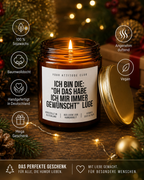 ICH BIN DIE: „OH DAS HABE ICH MIR IMMER GEWÜNSCHT“ LÜGE Weihnachtskerze mit Spruch | lustige Duftkerze | freches Weihnachtsgeschenk | Wichtelgeschenk | Sojawachs Kerze