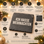 ICH HASSE WEIHNACHTEN – Weihnachtskerze Naturgras Etikett | lustiges Weihnachtsgeschenk | Geschenk für Kolleg:innen, Freunde & Familie | Wichtelgeschenk