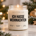 ICH HASSE WEIHNACHTEN | Weihnachtskerze Duftkerze Weihnachten lustiges Weihnachtsgeschenk Wichtelgeschenk Geschenkidee für Freunde Kollegen Familie