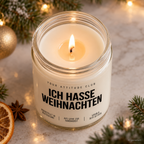 ICH HASSE WEIHNACHTEN | Weihnachtskerze Duftkerze Weihnachten lustiges Weihnachtsgeschenk Wichtelgeschenk Geschenkidee für Freunde Kollegen Familie