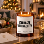 ICH HASSE WEIHNACHTEN – Weihnachtskerze | lustiges Weihnachtsgeschenk | Wichtelgeschenk | Geschenk für Freunde, Kolleg:innen & Familie