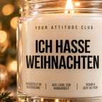 ICH HASSE WEIHNACHTEN | Weihnachtskerze Duftkerze Weihnachten lustiges Weihnachtsgeschenk Wichtelgeschenk Geschenkidee für Freunde Kollegen Familie
