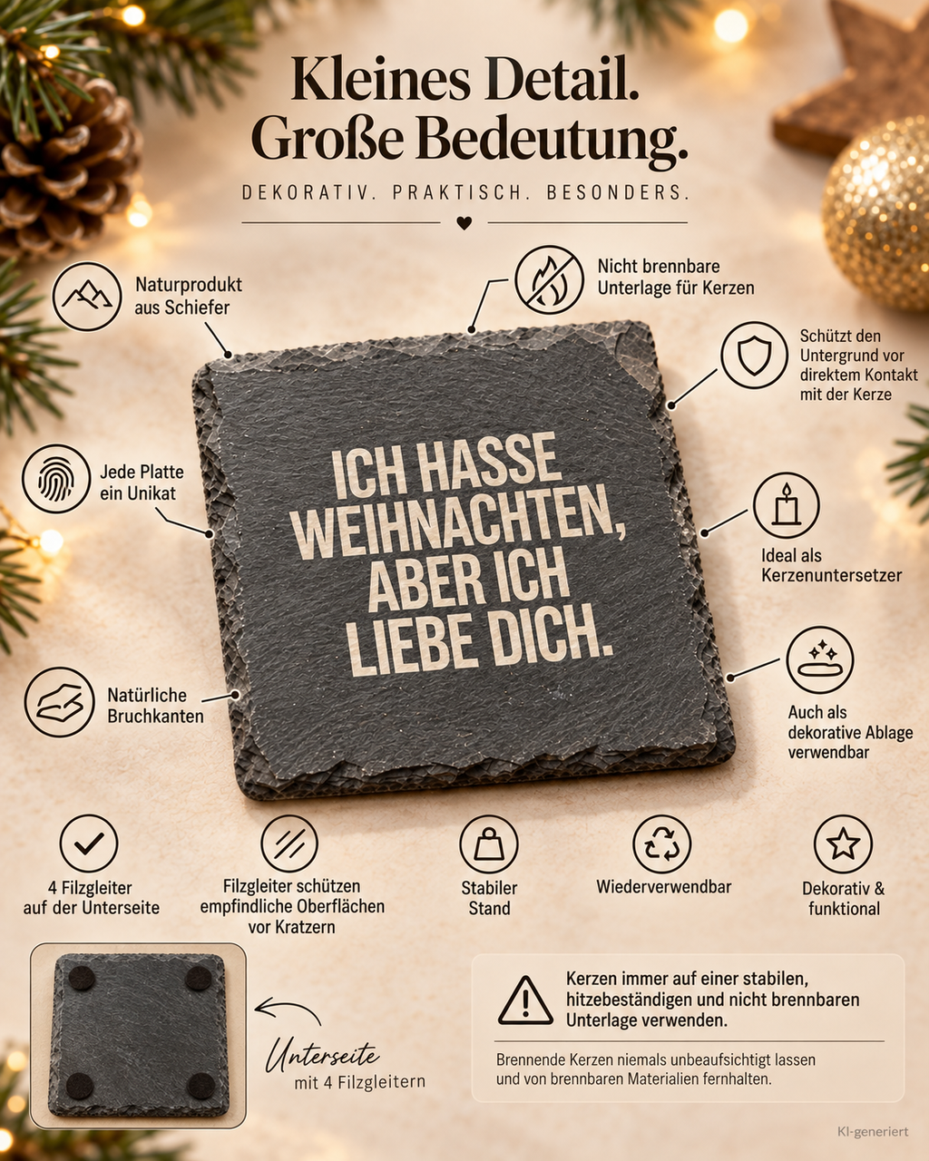 ICH HASSE WEIHNACHTEN, ABER ICH LIEBE DICH. – Weihnachtskerze | Weihnachtsgeschenk für Partner:in | Geschenkidee Weihnachten