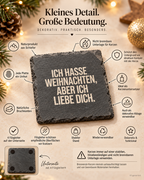 ICH HASSE WEIHNACHTEN, ABER ICH LIEBE DICH. – Weihnachtskerze Naturgras Etikett | Weihnachtsgeschenk für Partner:in | Geschenkidee Weihnachten