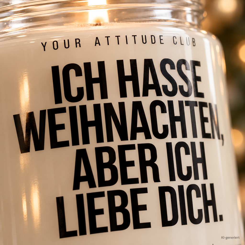 ICH HASSE WEIHNACHTEN, ABER ICH LIEBE DICH. | Weihnachtskerze Duftkerze Weihnachten Geschenkidee für Partner Freundin Freund Wichtelgeschenk