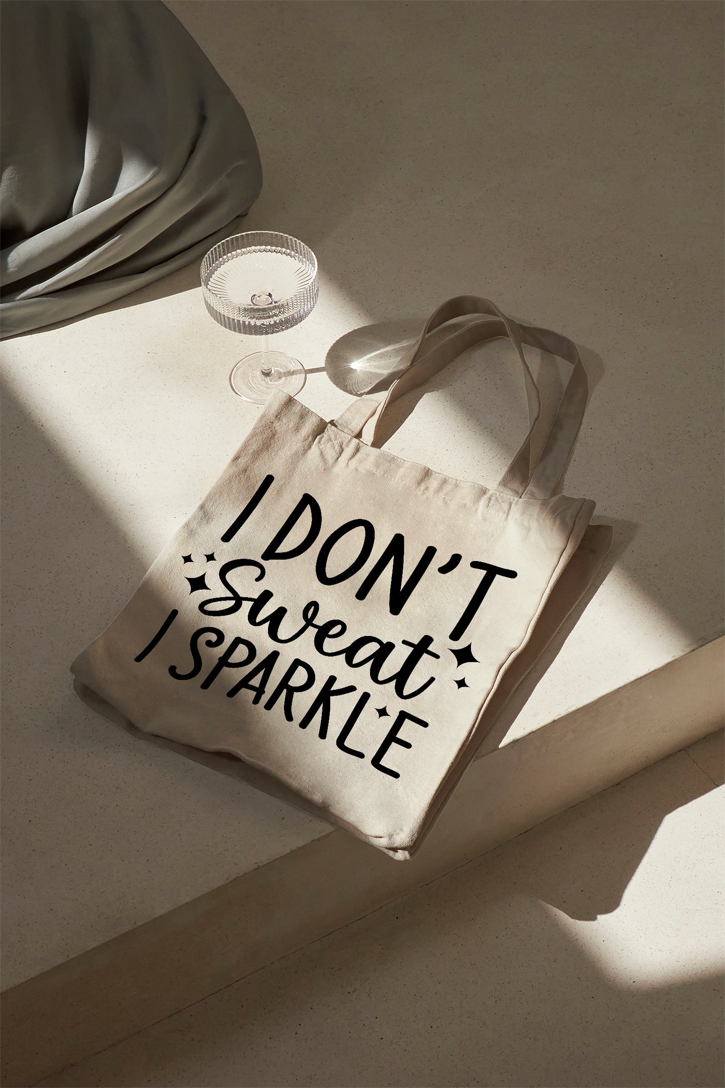 I don’t sweat I sparkle Baumwolltasche Stoffbeutel Gym Bag Fitness Tasche Sport Motivation Spruchbeutel nachhaltig Schultertasche Shopper Einkaufstasche