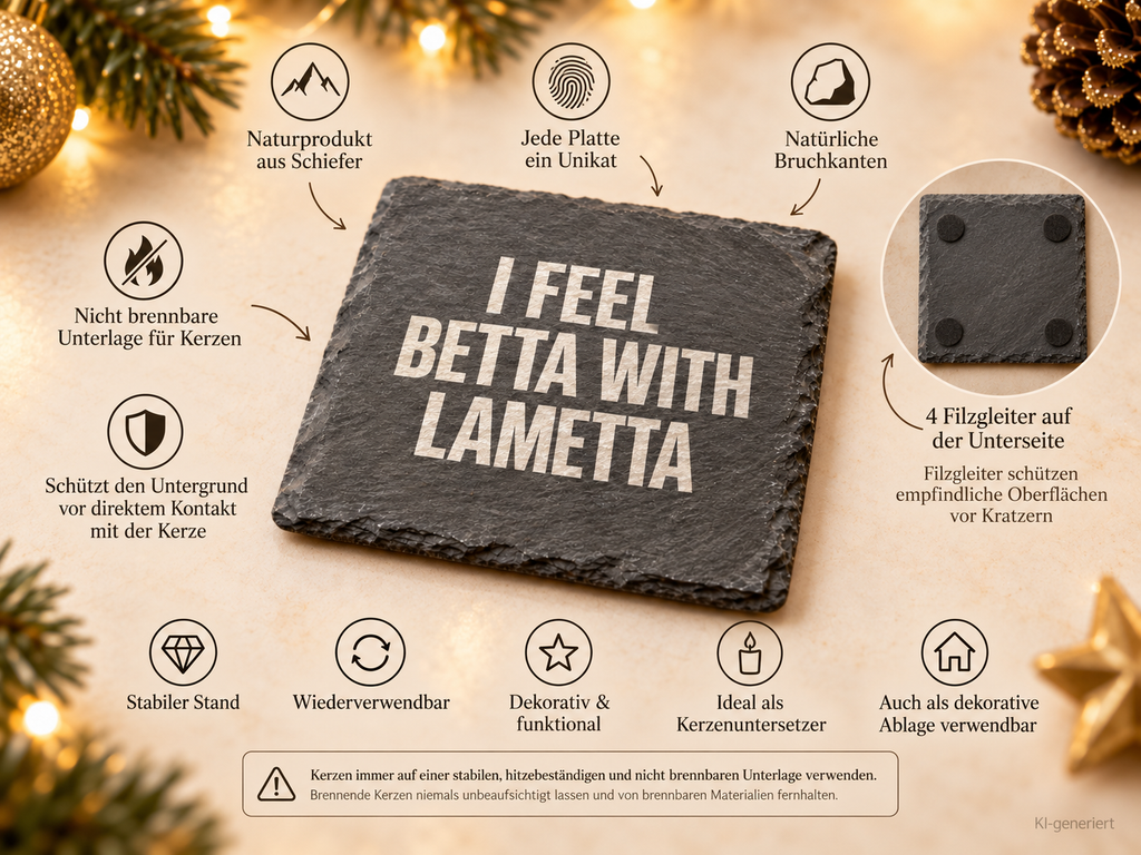 I FEEL BETTA WITH LAMETTA – Weihnachtskerze | Weihnachtsgeschenk | lustige Geschenkidee für Freunde, Kolleg:innen & Familie | Wichtelgeschenk