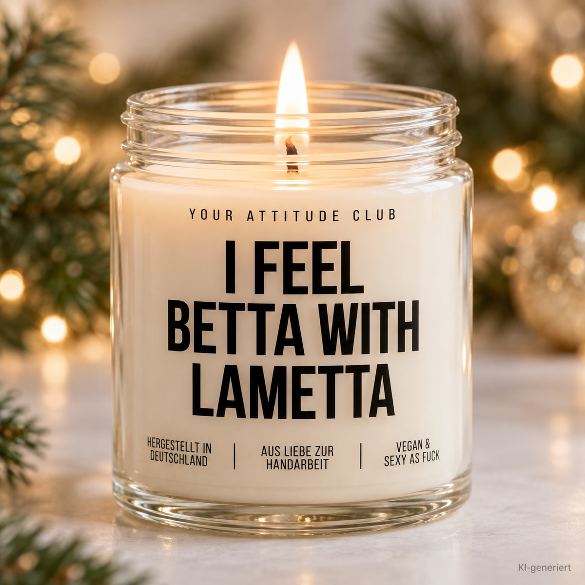 I FEEL BETTA WITH LAMETTA | Weihnachtskerze Duftkerze Weihnachten Weihnachtsgeschenk Geschenkidee Wichtelgeschenk für Freundin Kollegin
