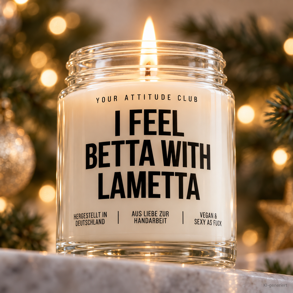 I FEEL BETTA WITH LAMETTA | Weihnachtskerze Duftkerze Weihnachten Weihnachtsgeschenk Geschenkidee Wichtelgeschenk für Freundin Kollegin