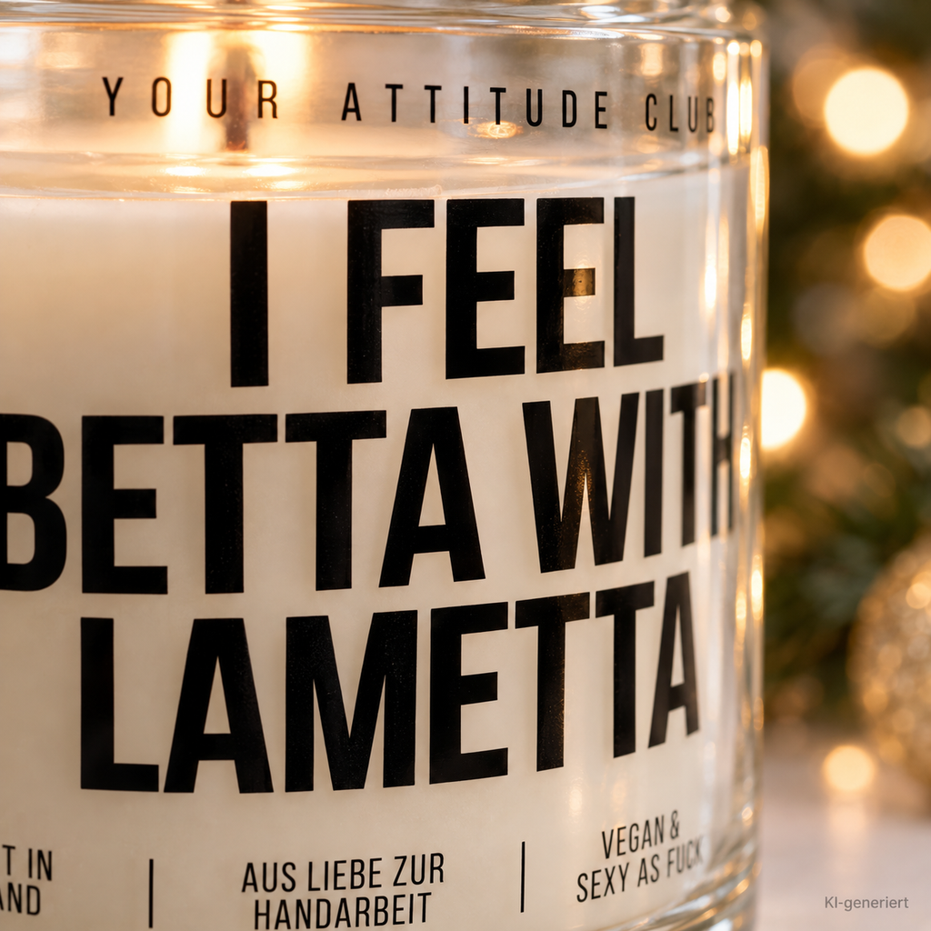 I FEEL BETTA WITH LAMETTA | Weihnachtskerze Duftkerze Weihnachten Weihnachtsgeschenk Geschenkidee Wichtelgeschenk für Freundin Kollegin
