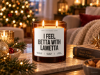 I FEEL BETTA WITH LAMETTA – Weihnachtskerze Naturgras Etikett | Weihnachtsgeschenk | lustige Geschenkidee für Freunde, Kolleg:innen & Familie