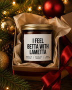 I FEEL BETTA WITH LAMETTA Weihnachtskerze mit Spruch | lustige Duftkerze | Weihnachtsgeschenk | Wichtelgeschenk | Sojawachs Kerze handgemacht
