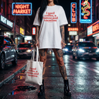I need coffee, a tattoo and vacation Shirt mit Frontprint – Oversize Unisex T-Shirt aus 100% Baumwolle, Streetwear Statement