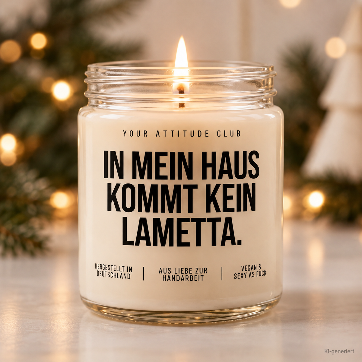 IN MEIN HAUS KOMMT KEIN LAMETTA. | Weihnachtskerze Duftkerze Weihnachten Weihnachtsgeschenk Wichtelgeschenk Geschenkidee für Familie Freunde