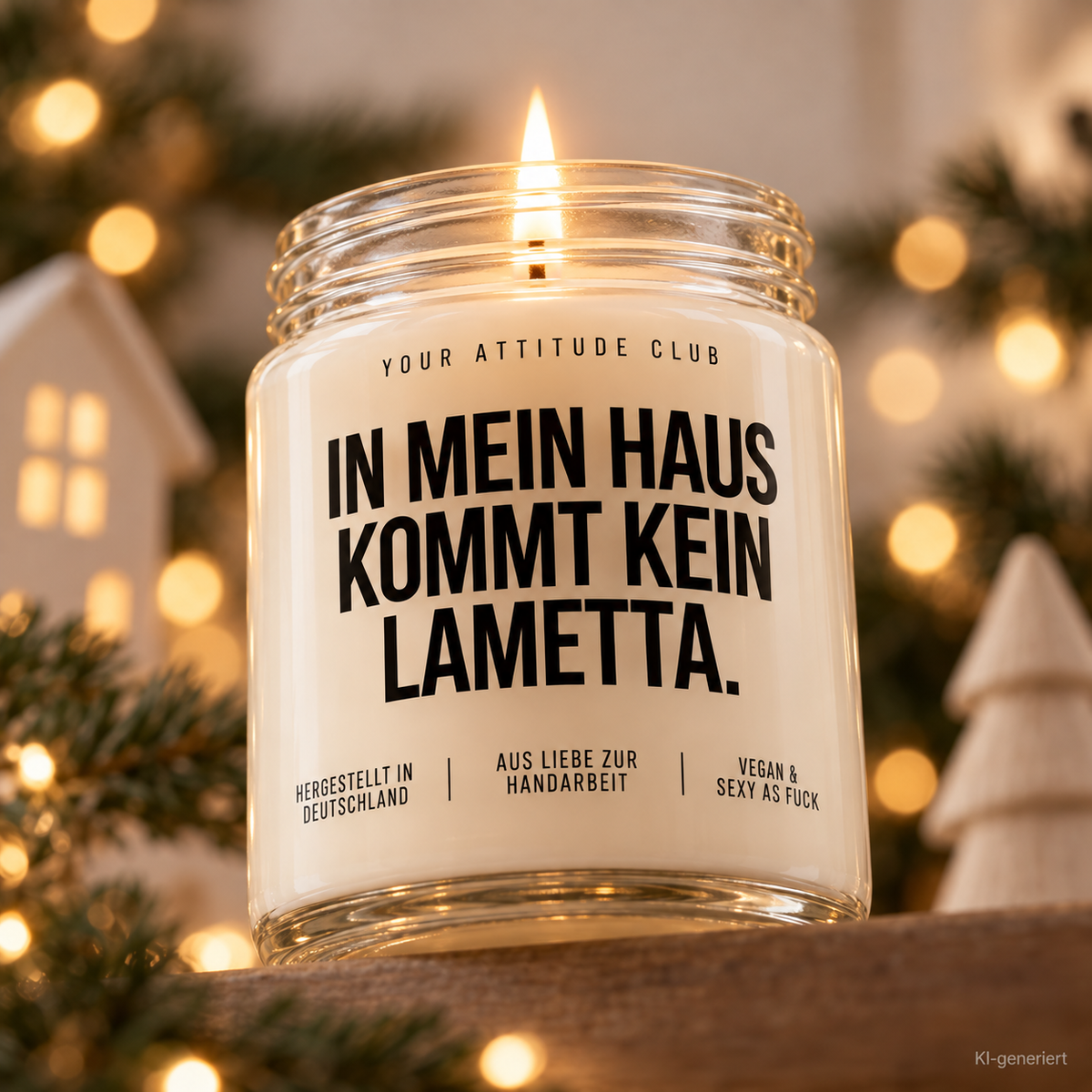 IN MEIN HAUS KOMMT KEIN LAMETTA. | Weihnachtskerze Duftkerze Weihnachten Weihnachtsgeschenk Wichtelgeschenk Geschenkidee für Familie Freunde