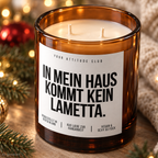 IN MEIN HAUS KOMMT KEIN LAMETTA. – Weihnachtskerze | Lustiges Weihnachtsgeschenk | Geschenk für Freunde, Familie & Kolleg:innen | Geschenkidee Weihnachten