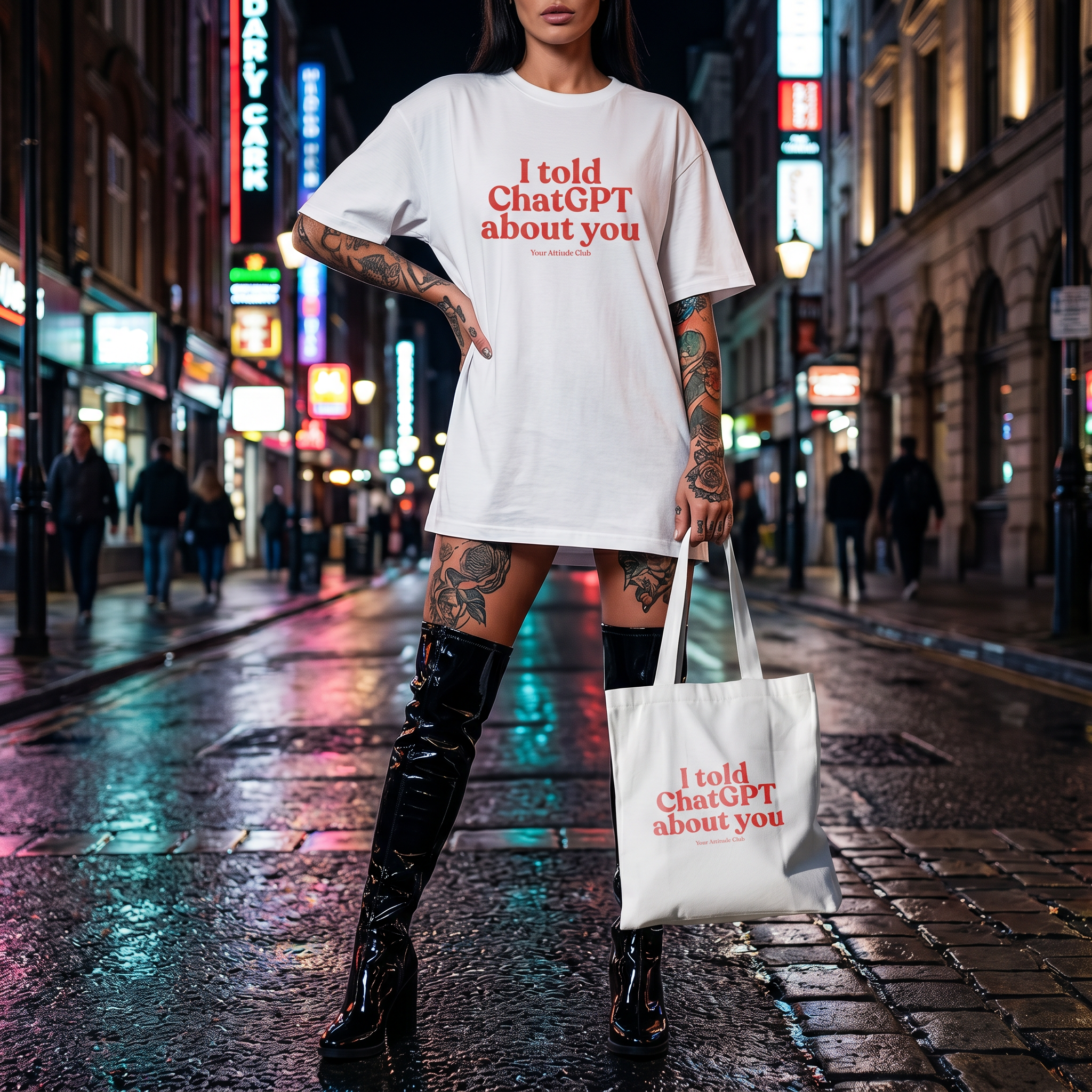 I told ChatGPT about you Shirt mit Frontprint – Oversize Unisex T-Shirt aus 100% Baumwolle, Statement Streetwear, Geschenkidee