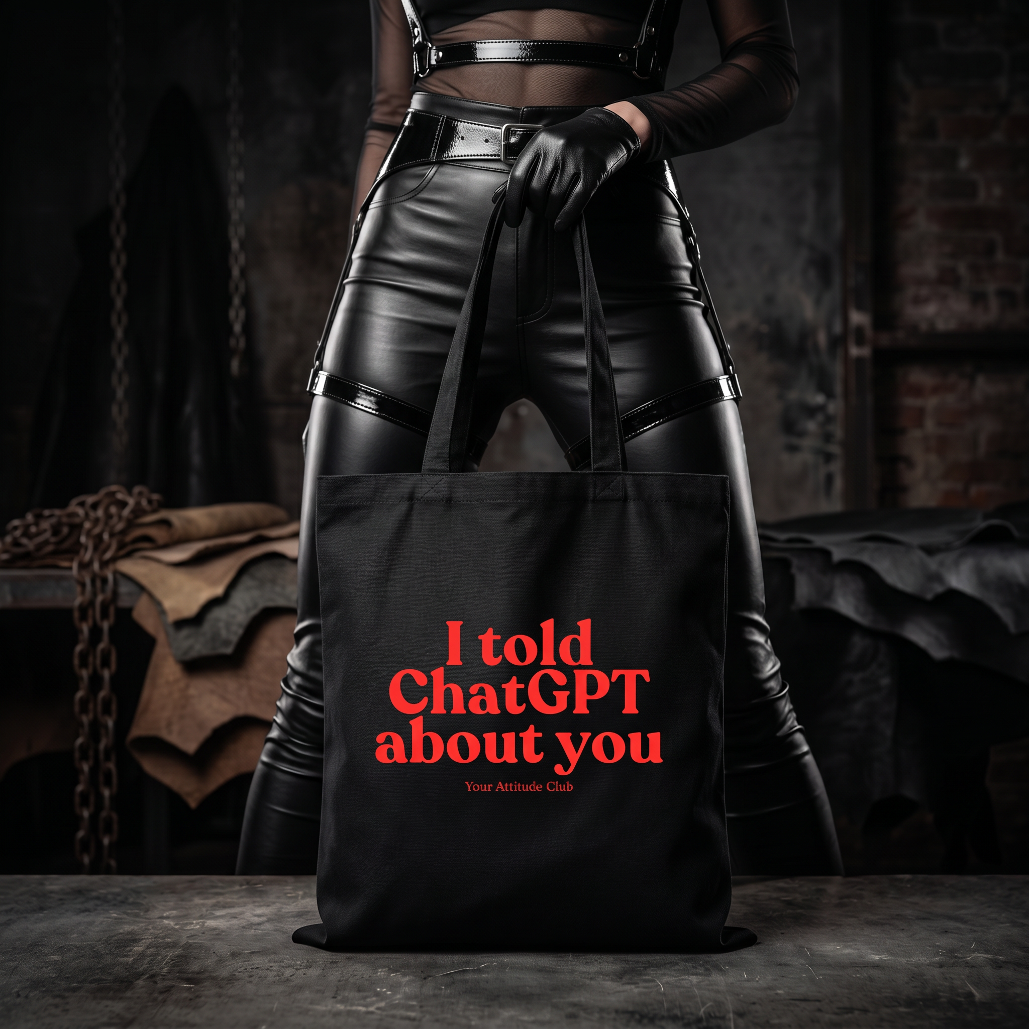 I told ChatGPT about you Beutel – Statement Tragetasche Baumwolle, Shopper Bag mit Spruch, Stoffbeutel groß Damen Herren, Trend Tasche