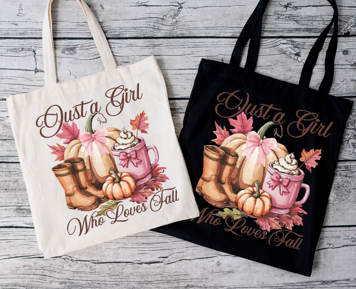 Just a Girl Who Loves Fall | Tragetasche mit Spruch – Baumwollbeutel mit Attitude