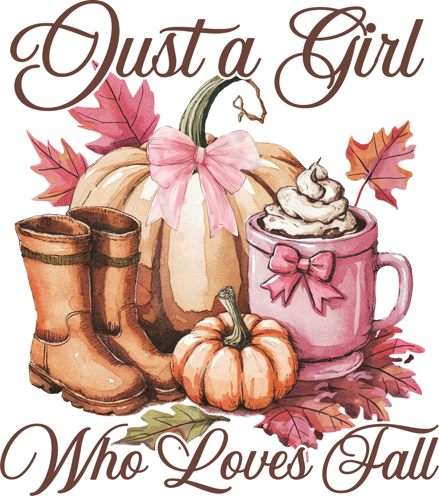 Herbst Tasche „Just a Girl Who Loves Fall“ – Baumwollbeutel mit Herbstmotiv – Geschenk für Herbstliebhaber – Beige, Rosa, Schwarz – Auch als Bügelbild